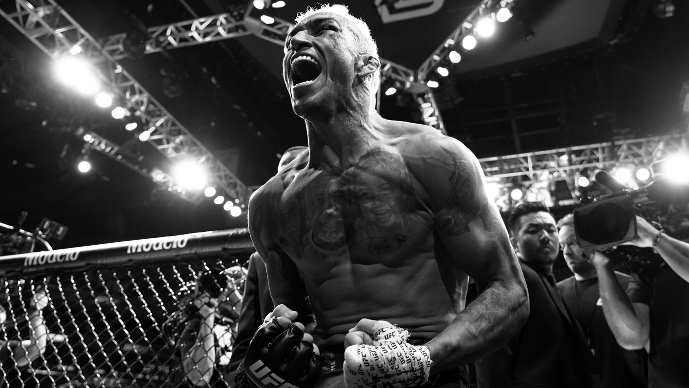 Fighter celebrating victory